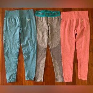 Gymshark Leggings Lot SIZE M Vital Seamless 2.0 Red Marl Teal $85 Flex Grey $50